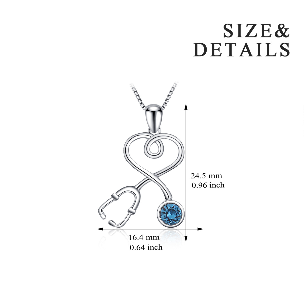 Nurse Doctor Stethoscope Necklace 925 Sterling Silver with Charm Pendant-5