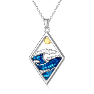 Sterling Silver Two-tone Spray & Sun Pendant Necklace-35