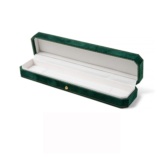 Achteckige Schmuckbox aus Samt mit goldener Kante und goldener Schnalle Ringbox Schmuckbox lange Kette Box