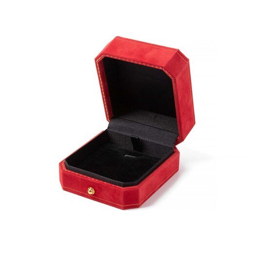 Octagonal Velvet Jewelry Box with Gold Trim and Gold Buckle Red Pendant Box