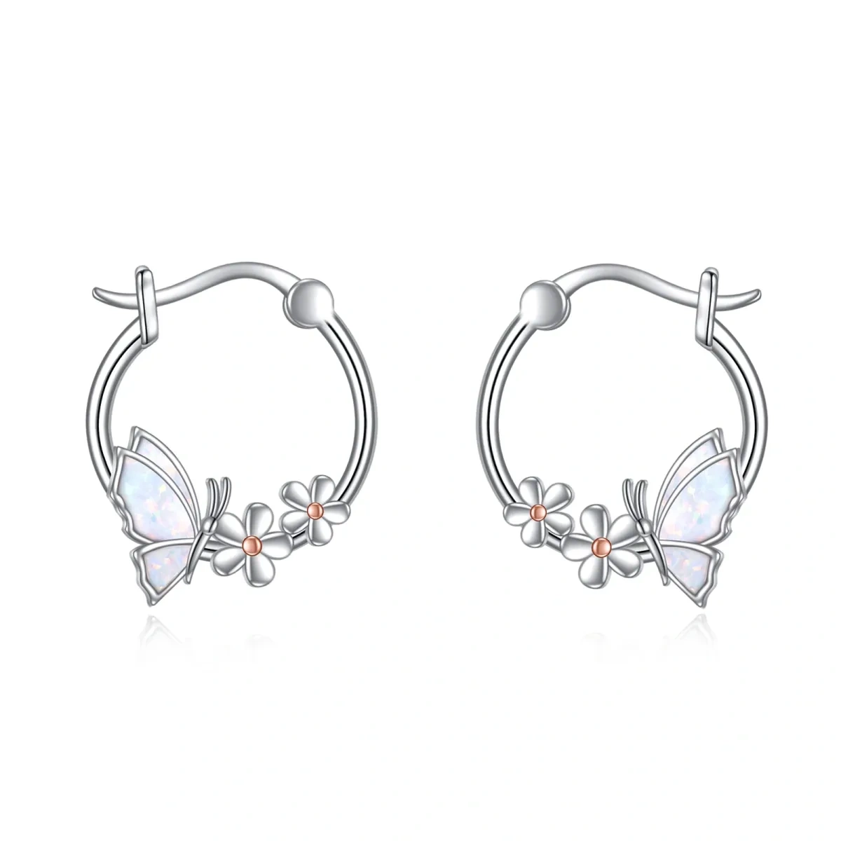 Créoles papillon en opale en argent sterling 925, cadeaux pour femmes, mamans, fête des mères-1