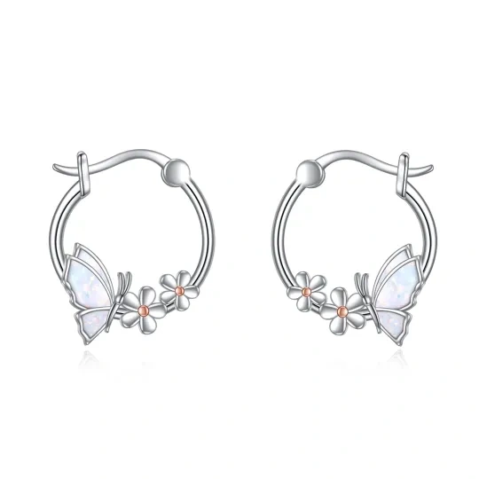 Opal-Schmetterlings-Creolen aus 925er Sterlingsilber, Geschenke für Frauen, Mama, Muttertag