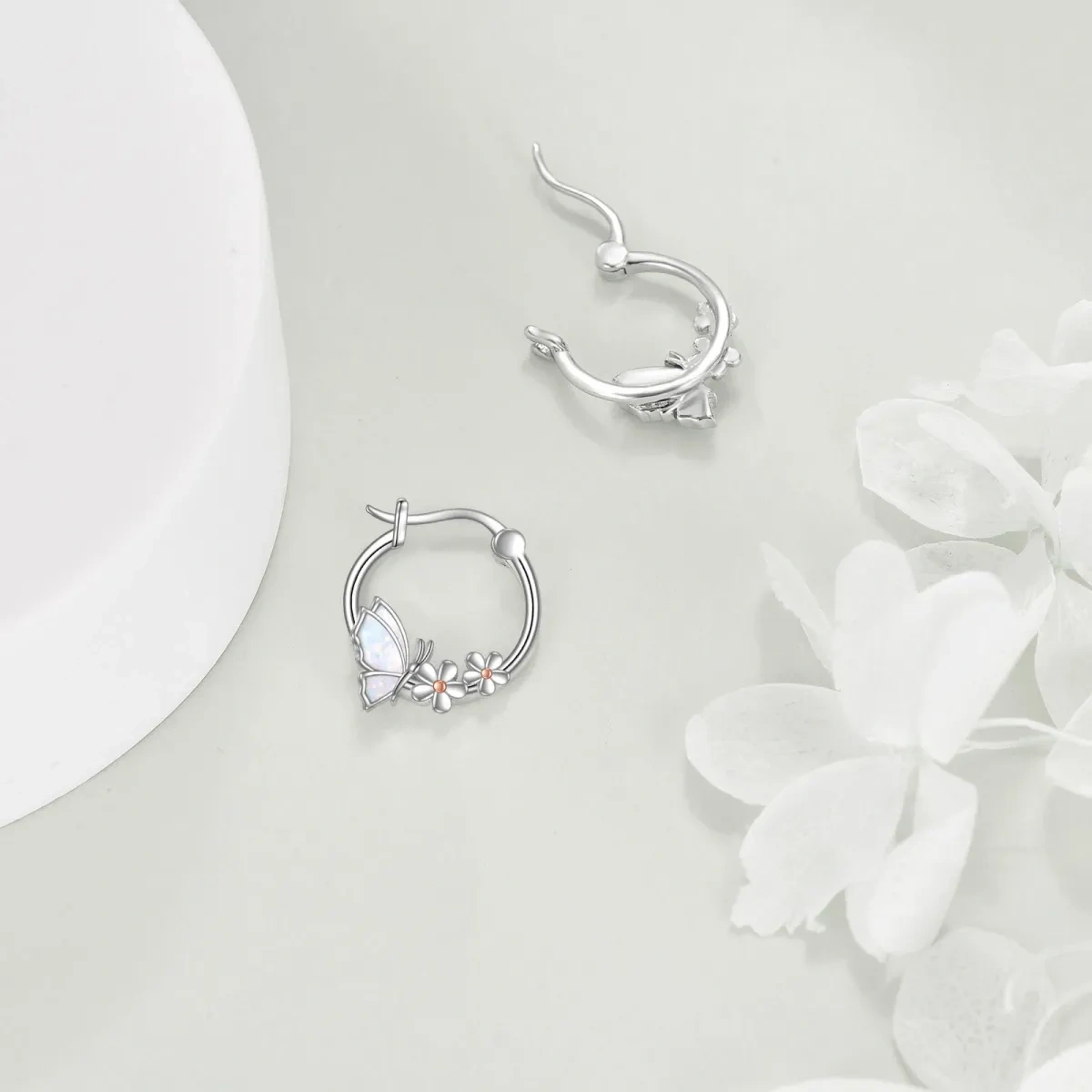 Créoles papillon en opale en argent sterling 925, cadeaux pour femmes, mamans, fête des mères-4