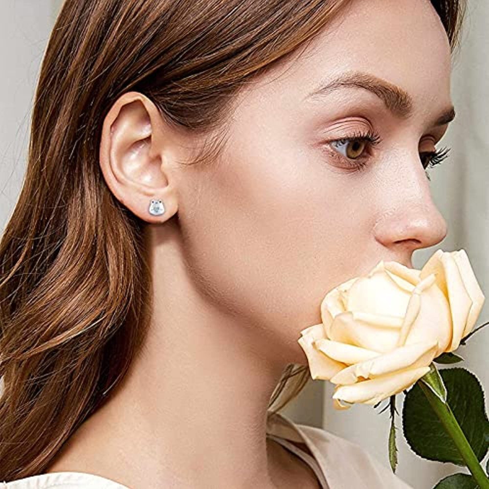 Pendientes de plata de ley con forma de corazón y rana de ópalo-3