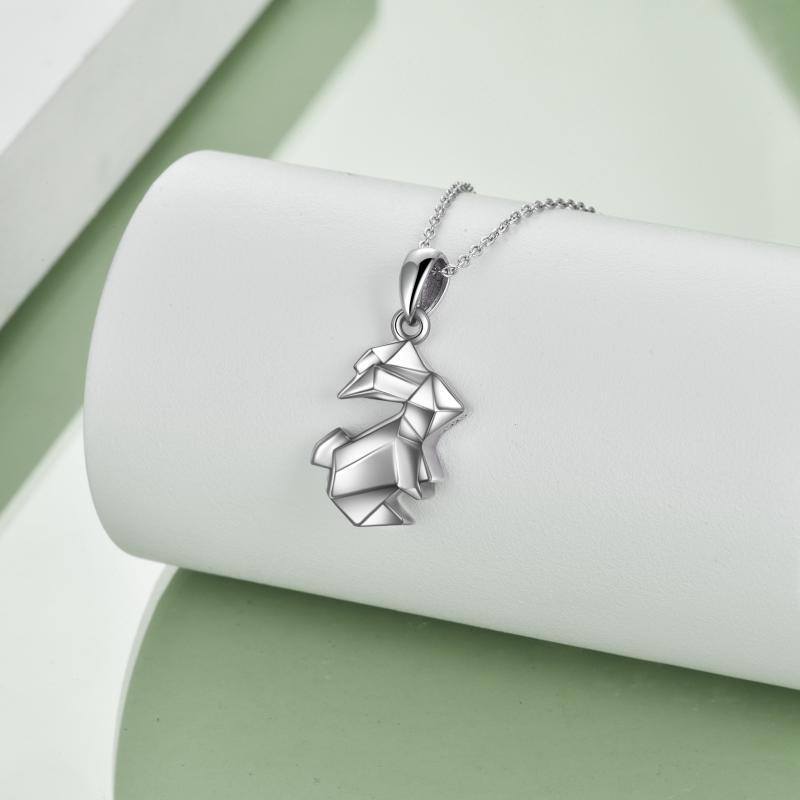 Sterling Silver Rabbit Pendant Necklace for Women Men-3