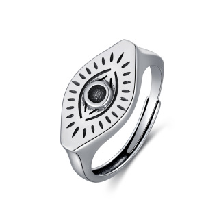 Sterling Silver Devil's Eye Signet Ring-44