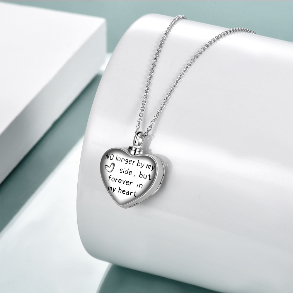Sterling Silver Paw Heart Personalized Photo Locket Engraved Necklace for Women Men-3