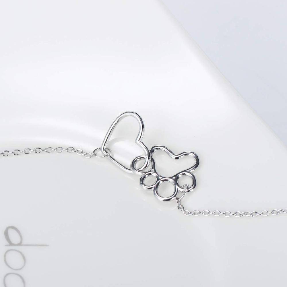 Sterling Silver Paw & Heart Charm Bracelet-3