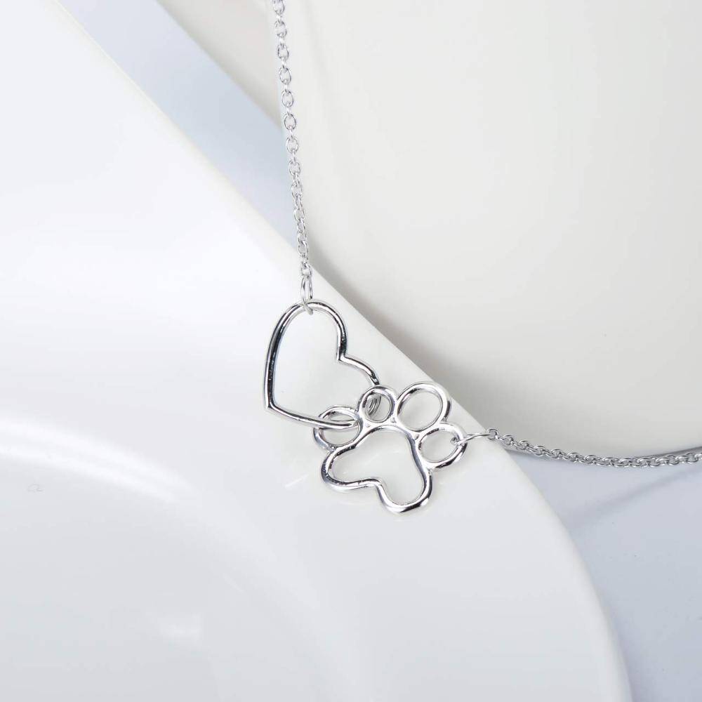 Sterling Silver Paw & Heart Charm Bracelet-4
