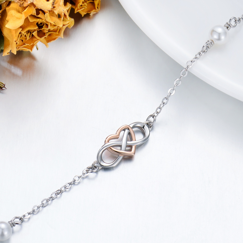Bracelet pendentif en argent sterling avec symbole de l'infini en forme de cœur et de perle-4
