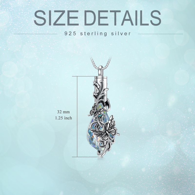 قلادة جرة رماد على شكل فراشة من الفضة الإسترلينية للنساء-5