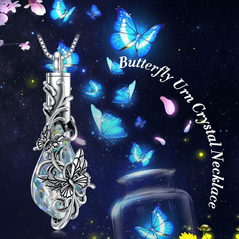 قلادة جرة رماد على شكل فراشة من الفضة الإسترلينية للنساء-6