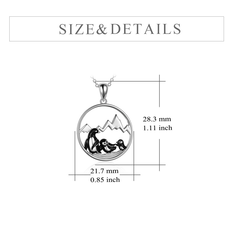 Sterling Silver Penguin & Mountains Pendant Necklace for Women-5