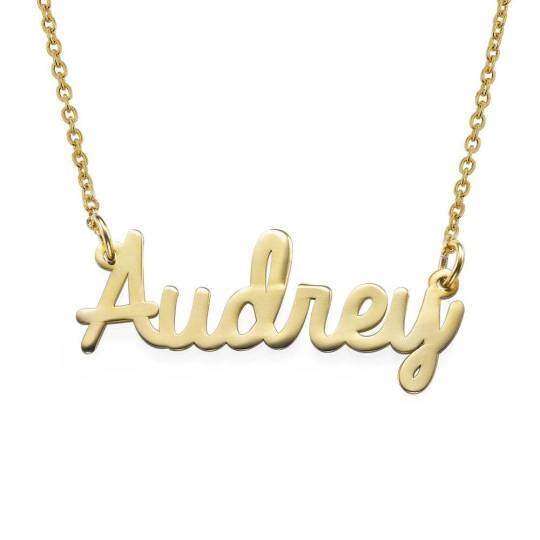 Collar con nombre personalizado de oro de 10 quilates para mujer