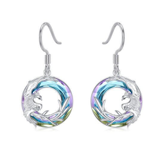 Boucles d'oreilles pendantes Phoenix en argent sterling et cristal