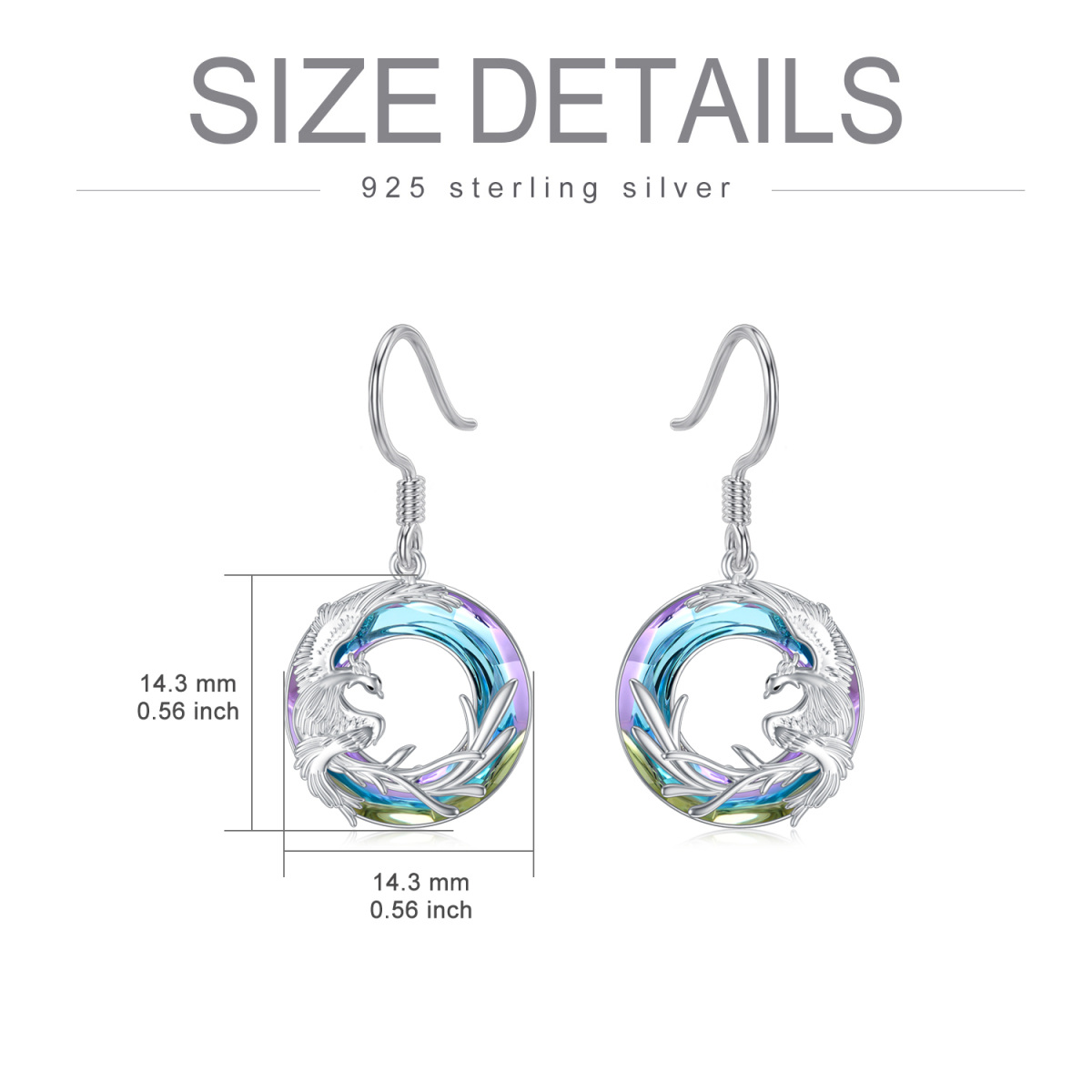 Sterling Silver Crystal Phoenix Drop Earrings-3