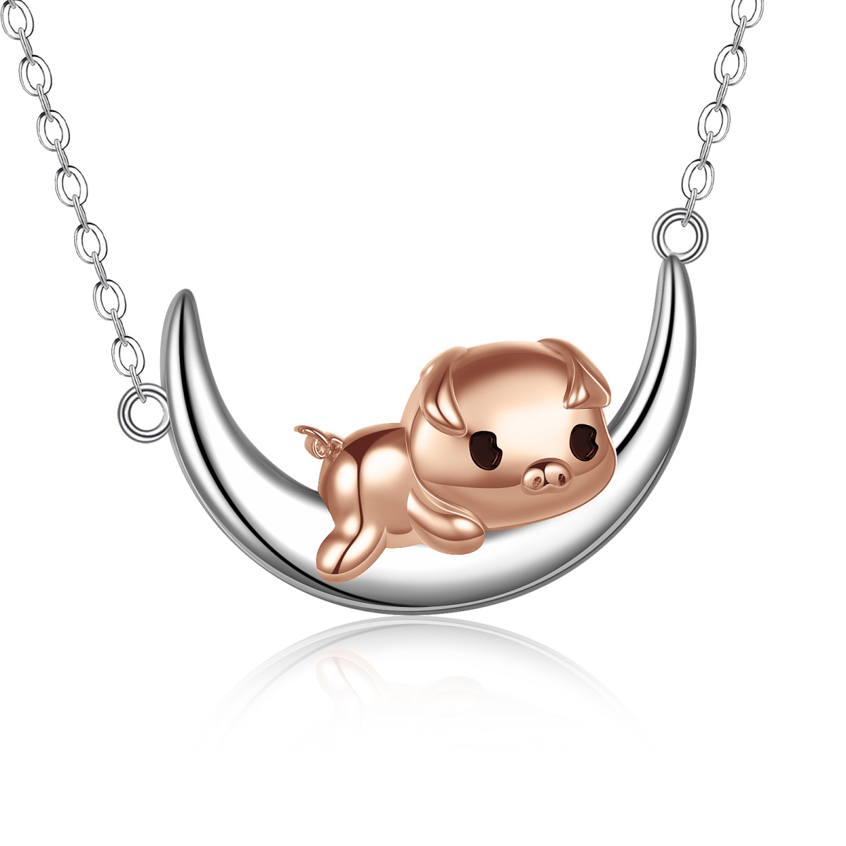 Collier cochon en argent sterling 925, bijoux cochon, cadeaux pour femmes-1