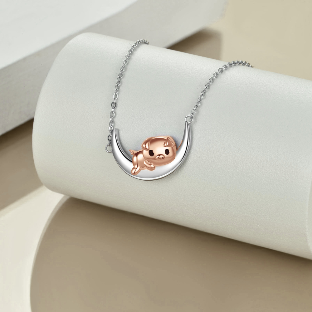 Pig Necklace 925 Sterling Silver Piggy Jewelry Gifts for Women-4
