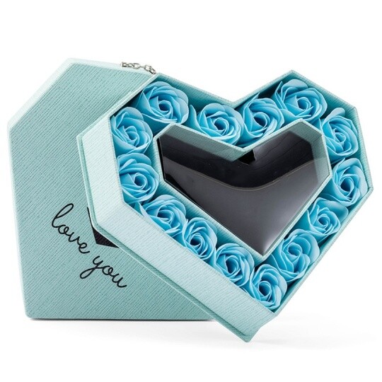 Blue Everlasting Rose Flower Diamond Cut Jewelry Box Gift Idea For Her