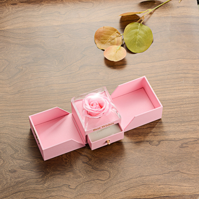 Coffret à bijoux en rose préservée pour colliers et bagues, cadeau pour elle-2