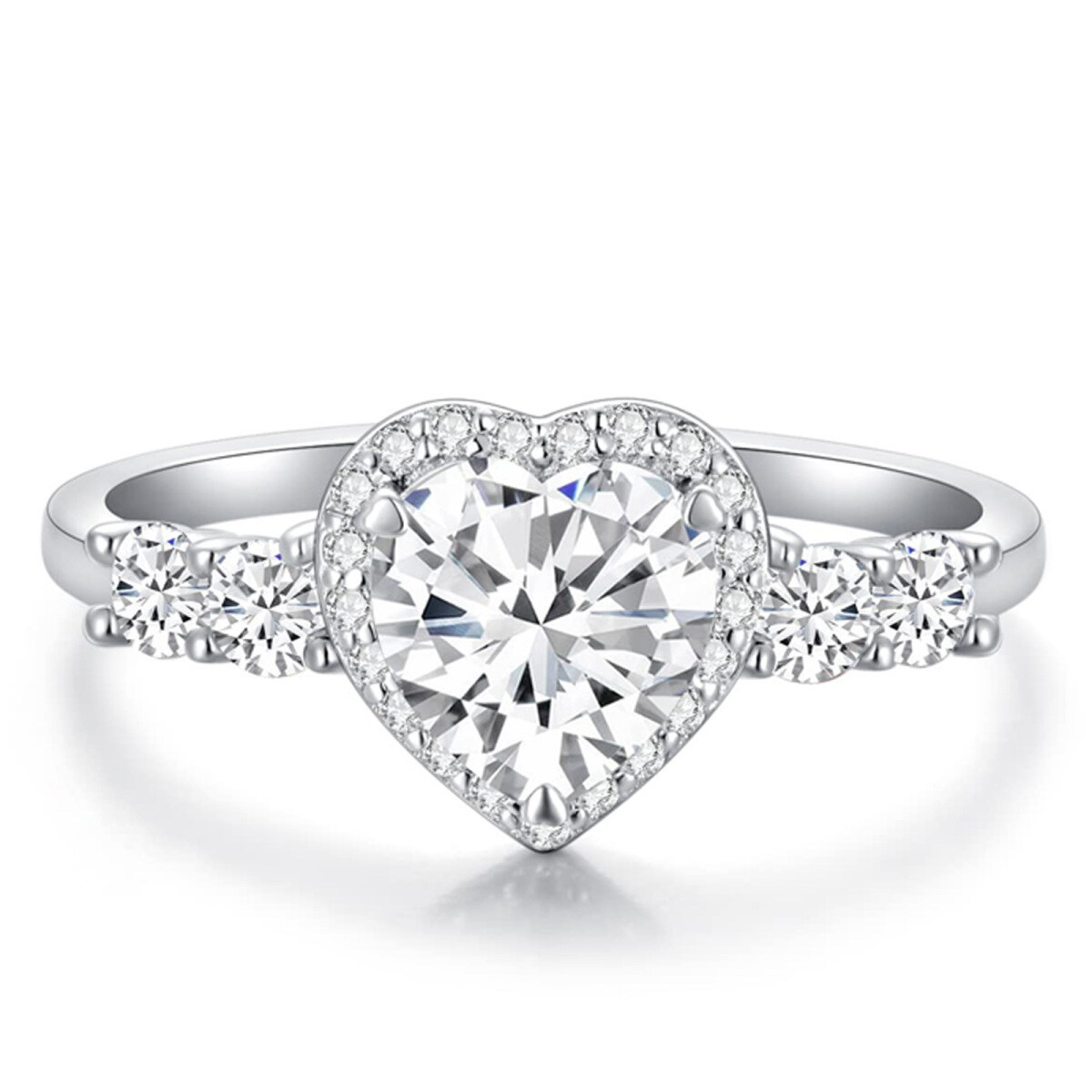 Anillo de compromiso de platino con diamantes de talla corazón, creados en laboratorio, de 1,15 a 3,65 quilates de peso total, con certificación IGI.-1