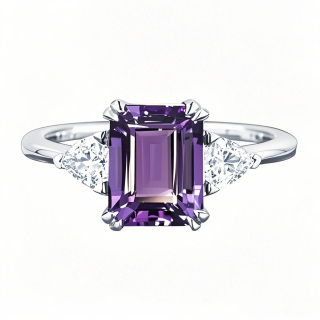 10K White Gold 1CT Emerald Cut Gemstone Engagement Rings-18