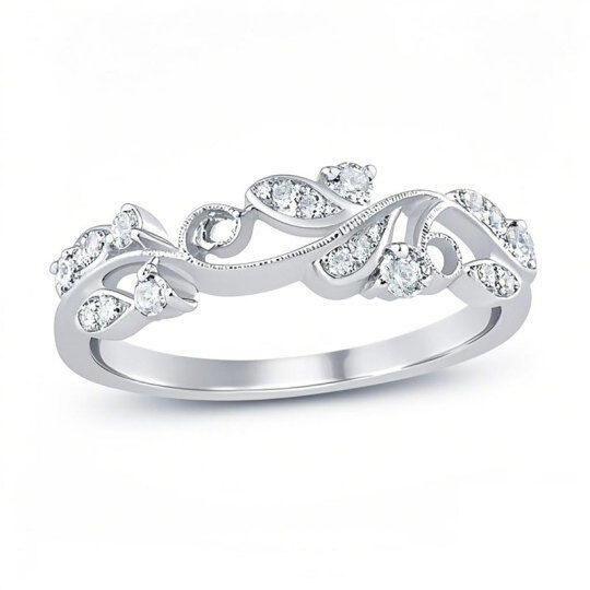 10K białe złoto 0,2 CT okrągły diament niestandardowy obrączka ślubna D kolor VVS1-VS1 czystość 3EX