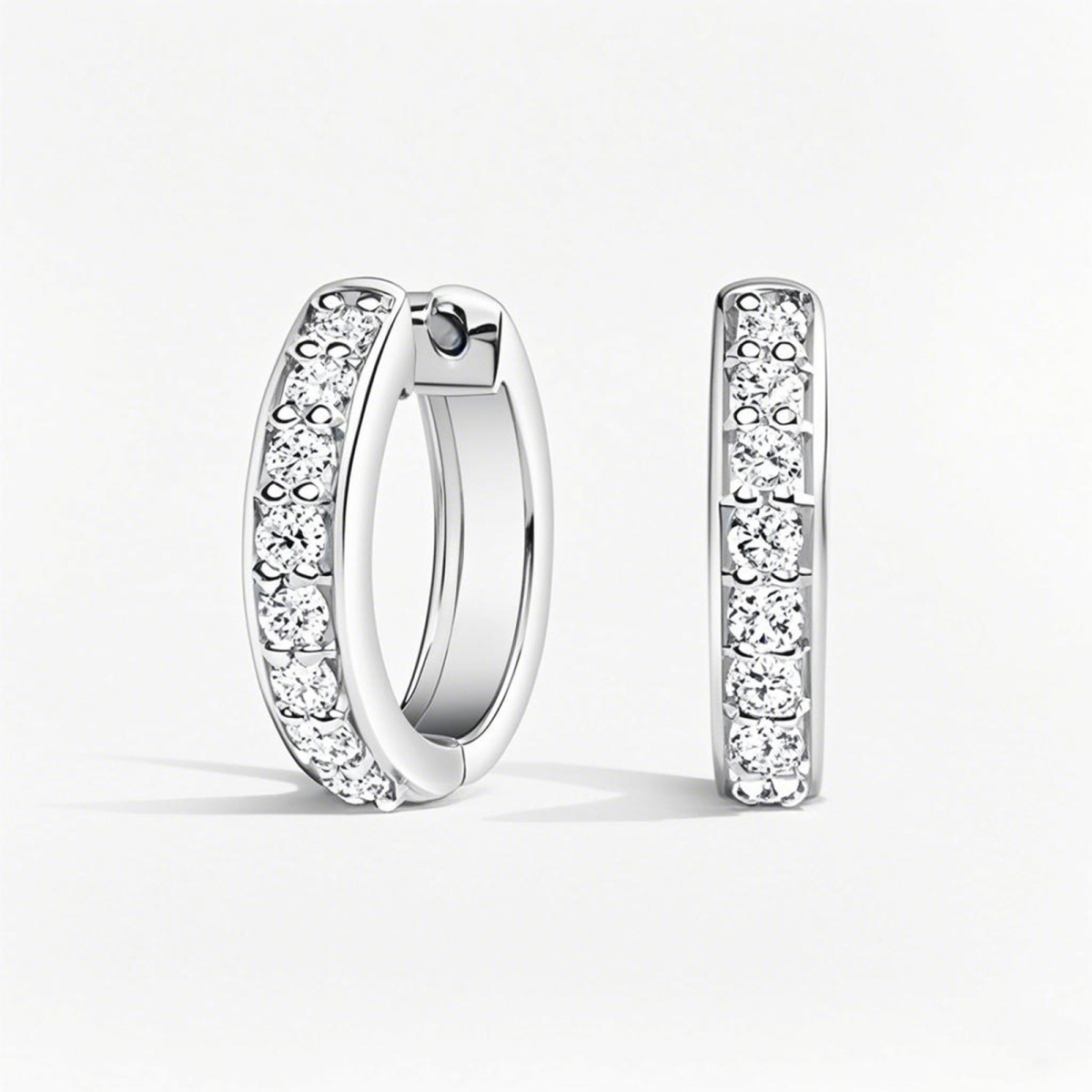 Platinum 0.25 CT.T.W. Diamond Hoop Earrings-1