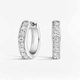 10K White Gold 0.25 CT.T.W. Diamond Hoop Earrings-13