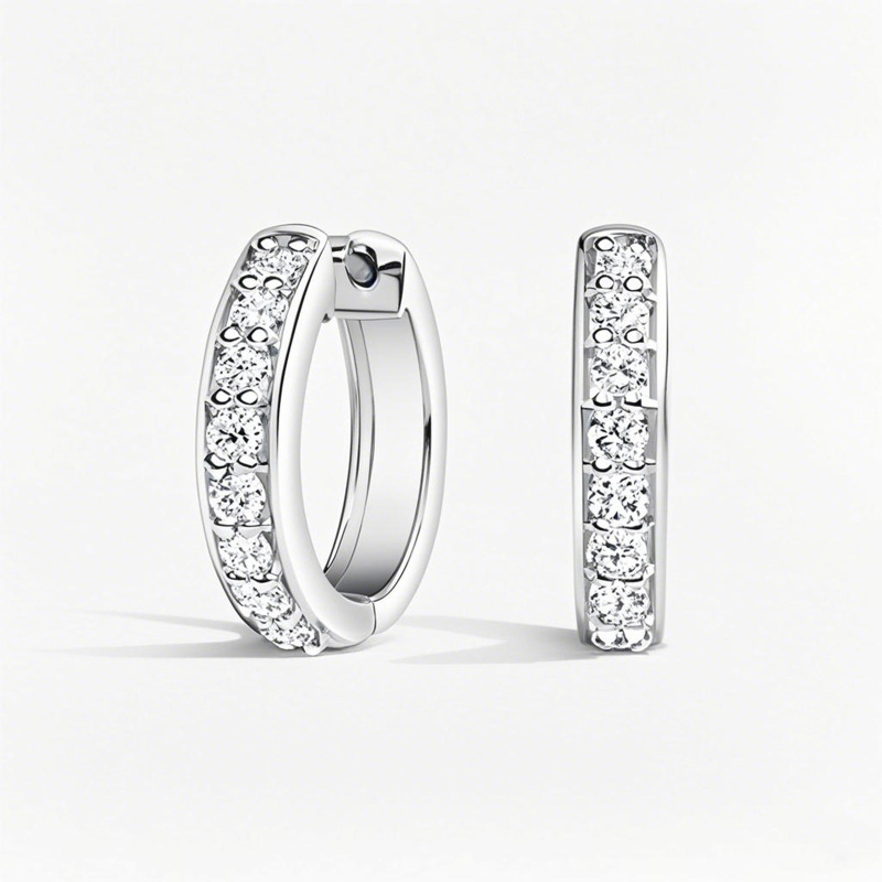 10K White Gold 0.25 CT.T.W. Diamond Hoop Earrings-1