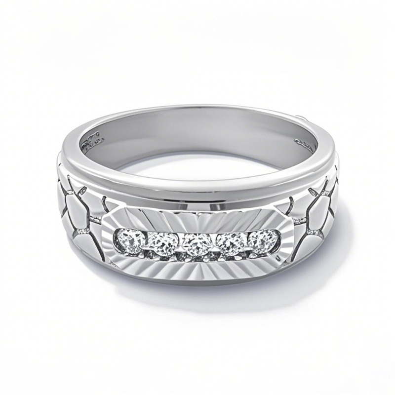 10K White Gold 0.25 CT. T.W Lab Created Diamond Custom Wedding Ring for Men D Color VVS1-VS1 Clarity 3EX-10