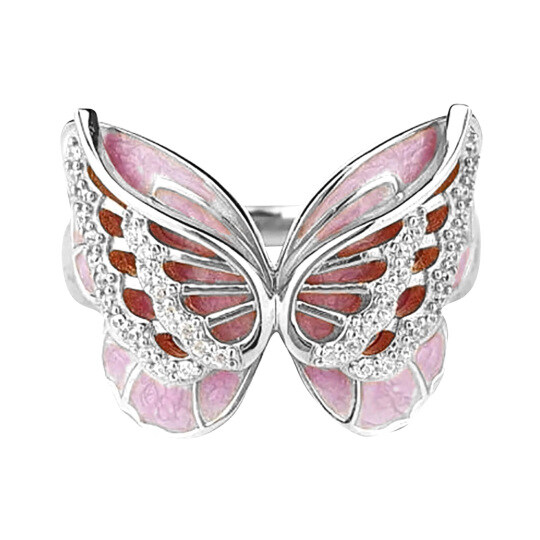 Platinum 0.25 CT.T.W. Lab Created Diamond Double-Layer Butterfly Custom Couple Ring D Color VVS1-VS1 Clarity 3EX