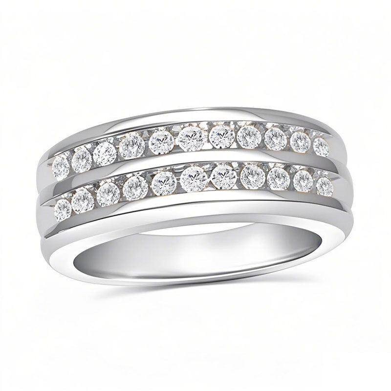 18K White Gold 0.25 CT. T.W Round Lab Created Diamond Custom Wedding Ring for Men D Color VVS1 Clarity 3EX IGI Certified-1