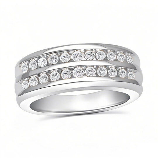 10K White Gold 0.25 CT. T.W Round Lab Created Diamond Custom Wedding Ring for Men D Color VVS1 Clarity 3EX IGI Certified