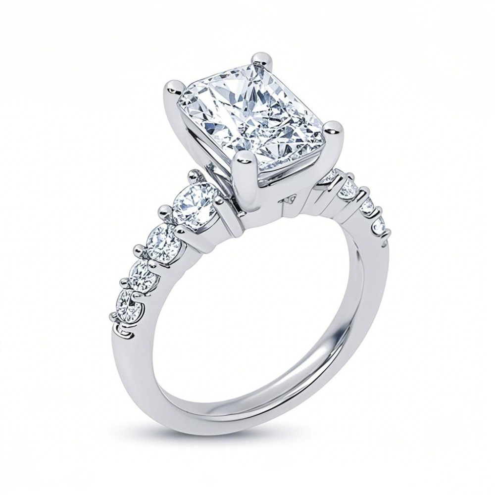 18K White Gold 1.25 to 3.75 CT.T.W. Emerald Lab Created Diamond Custom Engagement Ring IGI Certified-1