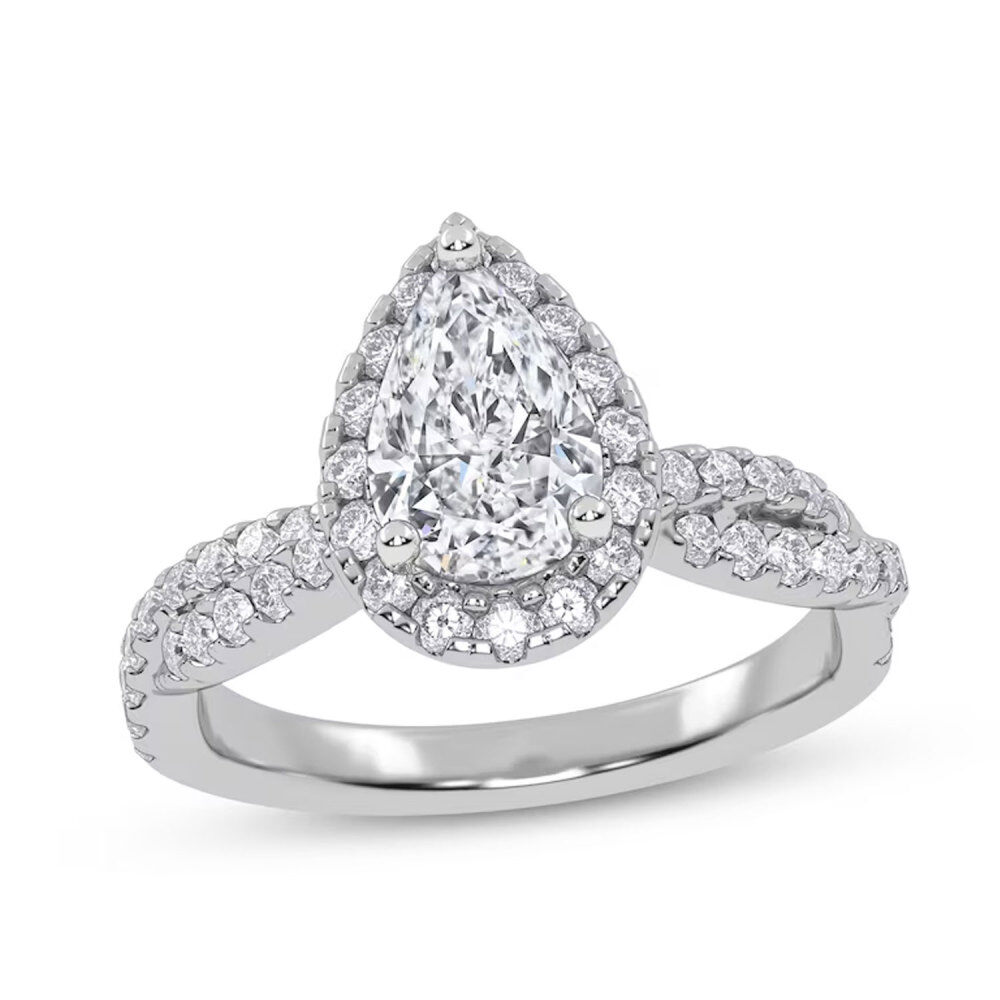 Platinum 1.25 to 3.75 CT. T.W. Pear Cut Lab Created Diamond Custom Engagement Ring VVS1-VS1 Clarity 3EX IGI Certified-1