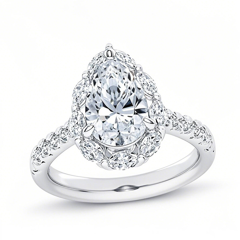 10K White Gold 1.25 to 3.75 CT.T.W. Pear Cut Lab Created Diamond Engagement Ring D-VVS1 Clarity 3EX IGI Certified-1