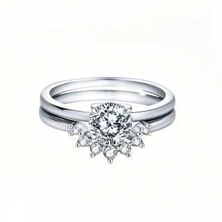 10K White Gold 1.25CT Round Cut Moissanite Personalized Engraving & Ring-19