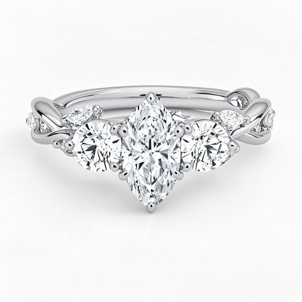 14K witgoud, 1,3 tot 3,8 CT.T.W. Marquise slijpvorm, lab-created diamant, verlovingsring D, kleur VVS-VS, zuiverheid IGI-gecertificeerd-1