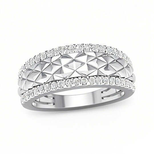 Platinum 0.35 CT.T.W. Diamond Edge Quilted Wedding Band