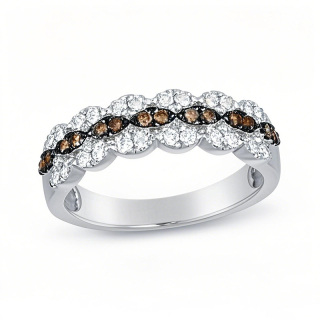 10K White Gold 0.375 CT.T.W. Round Cut Diamond Custom Stackable Ring Fancy Color SI2 Clarity 3EX-20