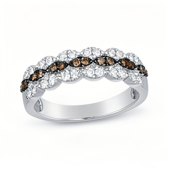 Platinum 0.375 CT.T.W. Round Cut Diamond Custom Stackable Ring Fancy Color SI2 Clarity 3EX