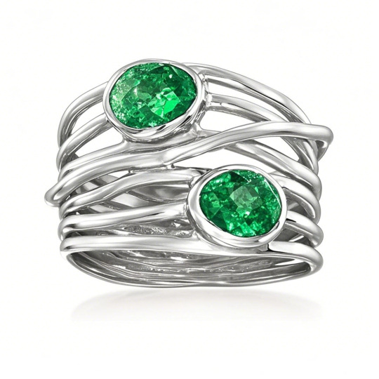 Platinum 1.4 CT.T.W. Oval Cut Emerald Highway Band
