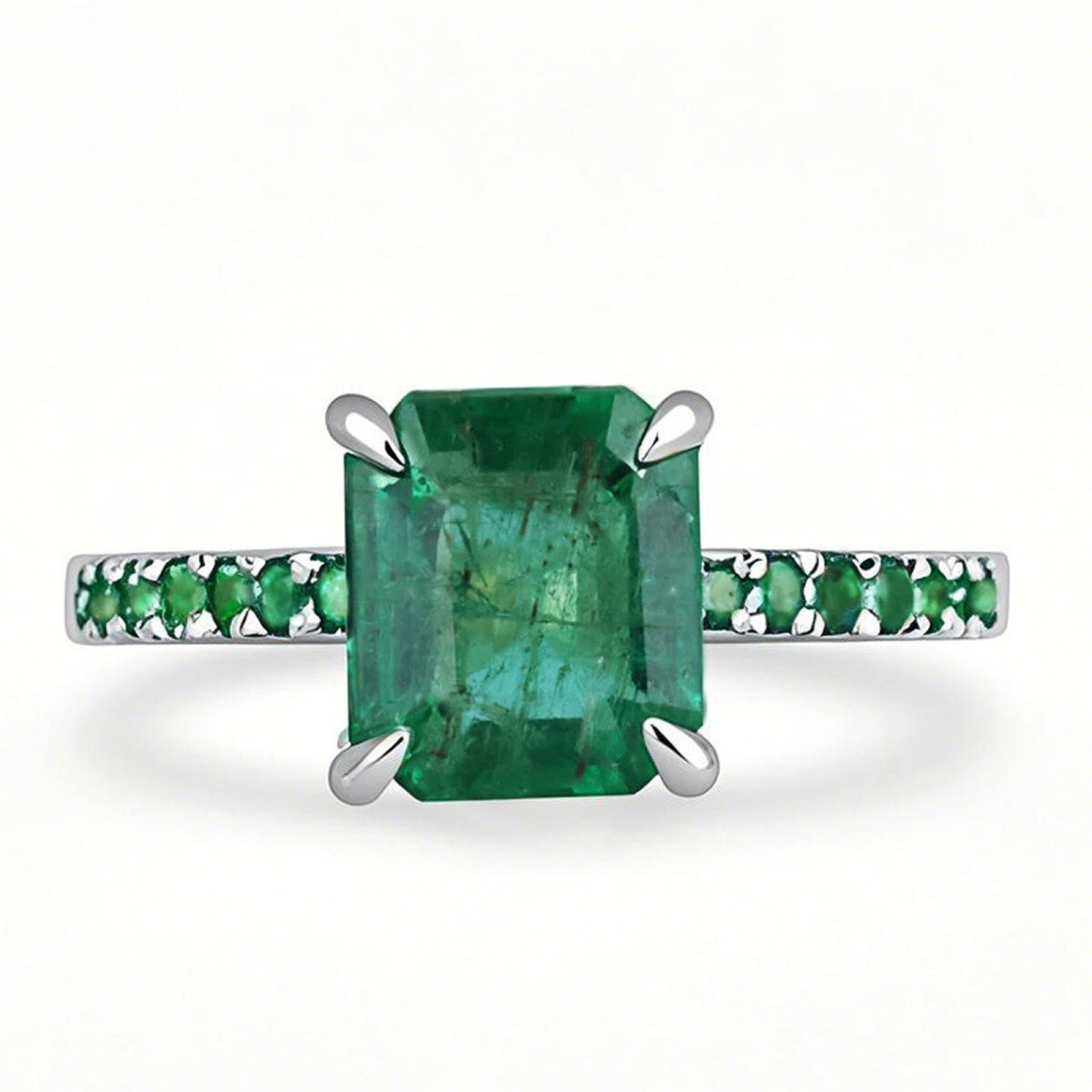 Platin 1,4 bis 5,4 CT.T.W. Smaragdschliff Smaragd großer Mittelstein Verlobungsring-1
