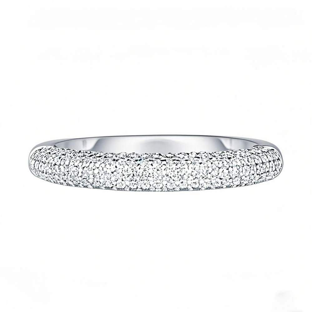 10 Karat Weißgold 0,43 Karat TW Petite Pavé Diamant Wolkenring Farbe D Reinheit VVS-1