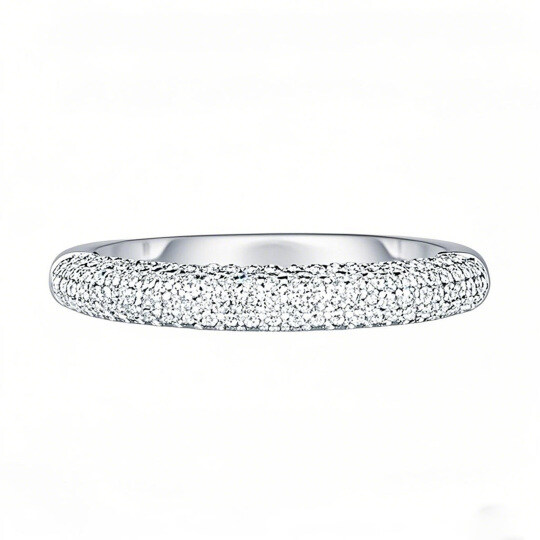 Anel em ouro branco de 10 quilates com 0,43 quilates de diamantes pavé em forma de nuvem, cor D, pureza VVS.