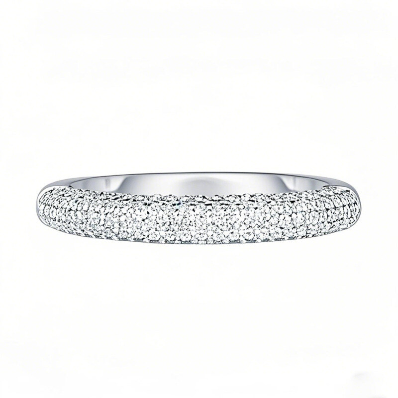 Anel em ouro branco de 10 quilates com 0,43 quilates de diamantes pavé em forma de nuvem, cor D, pureza VVS.-1