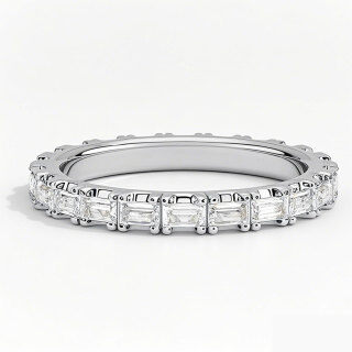 Anillo de bodas personalizado de oro blanco de 10 quilates con diamantes esmeralda de 0,5 quilates de peso total, color D, claridad VVS1-VS1, certificado IGI 3EX.-18