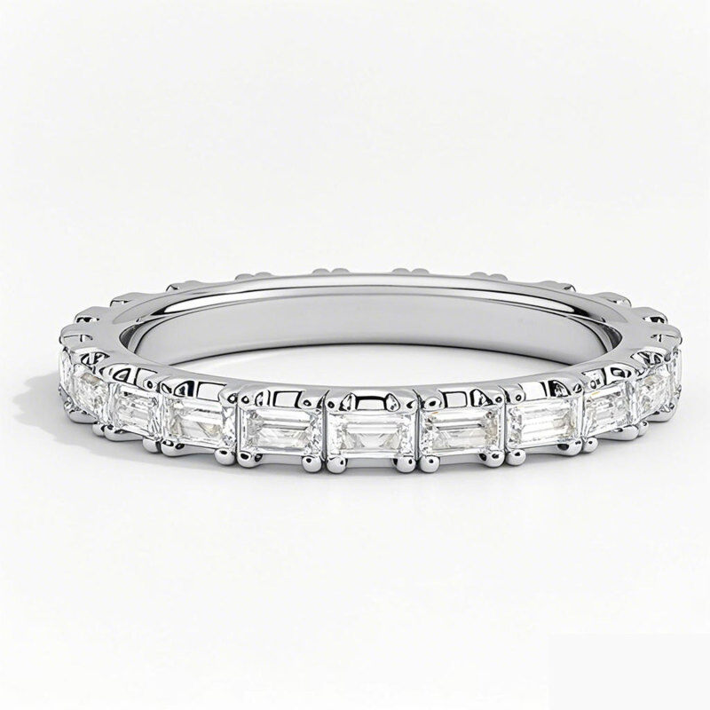 10K White Gold 0.5 CT.T.W. Emerald Diamond Custom Wedding Ring D Color VVS1-VS1 Clarity 3EX IGI Certified-10