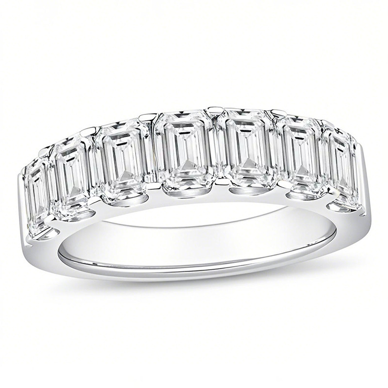 10K White Gold 2.5 CT. T.W Emerald Lab Created Diamond Wedding Ring D Color VS1-VVS1 Clarity 3EX IGI Certified-1